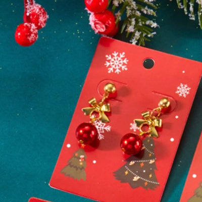 Christmas 18K Gold-Plated Ball Drop Earrings