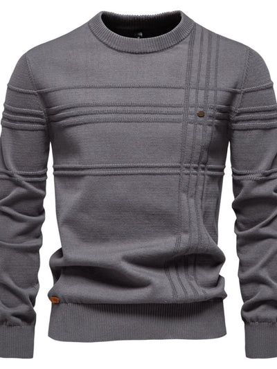 Men's Round Neck Striped Sweater for Stylish Comfort