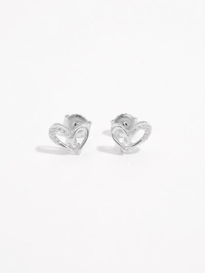 Sterling Silver Zircon Heart Earrings - Dazzling Fashion Gift