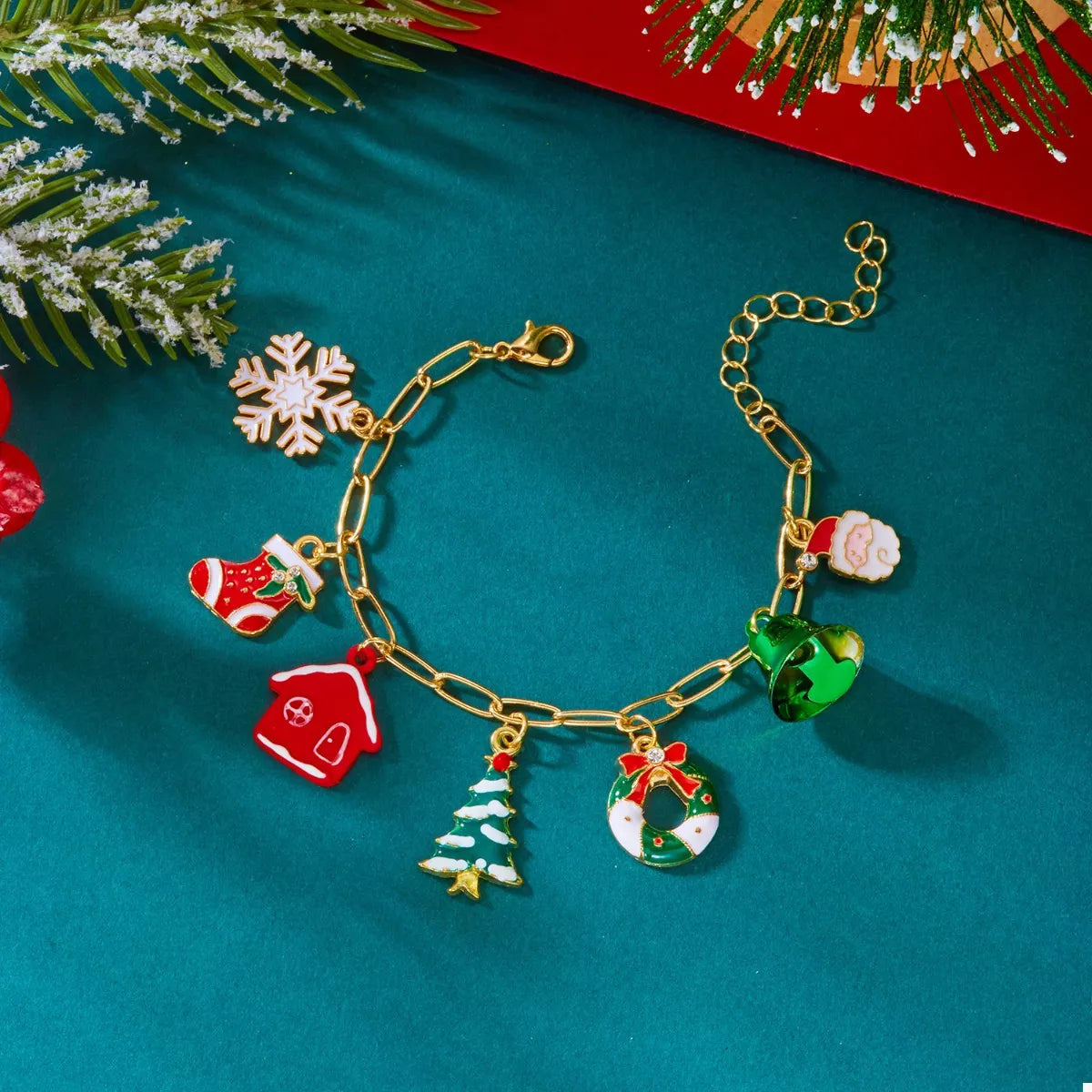 18K Gold-Plated Resin Christmas Theme Bracelet