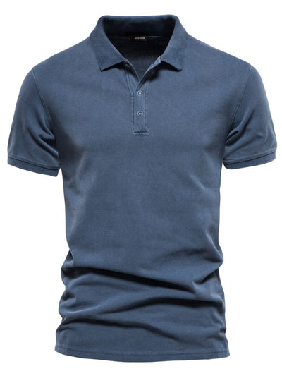 Men's Collared Neck Button Detail Short Sleeve Polo Shirt