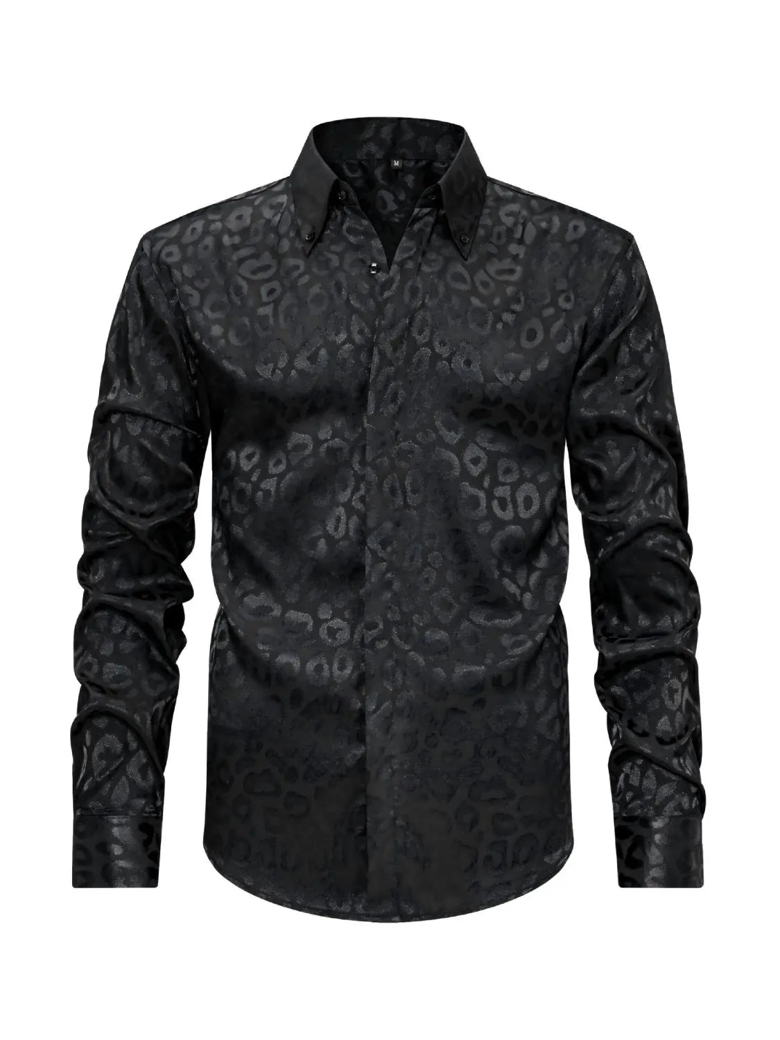 Men's Full Size Leopard Button Down Satin Shirt Plus Size