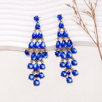 Elegant Alloy & Rhinestone Teardrop Earrings for Evening Glam