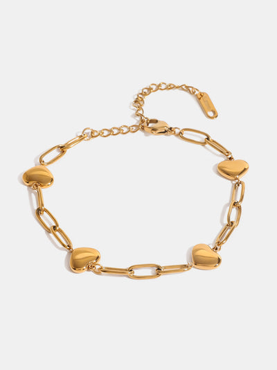 Chic 18K Gold-Plated Heart Bracelet with Adjustable Fit