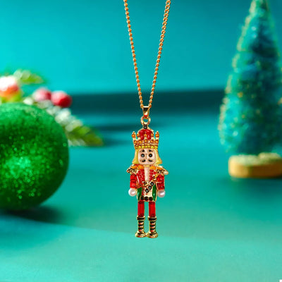 Christmas 18K Gold-Plated Nutcracker Pendant Necklace