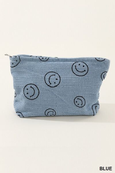 Zenana Corduroy Smile Clutch Bag for Trendy Outings