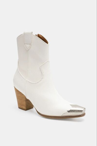 Western Comfort Faux Leather Block Heel Boots with Zippers