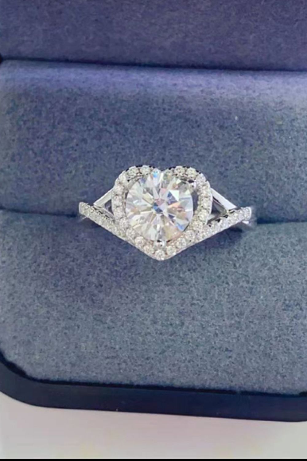 Adored 1 Carat Moissanite Heart Ring in 925 Sterling Silver