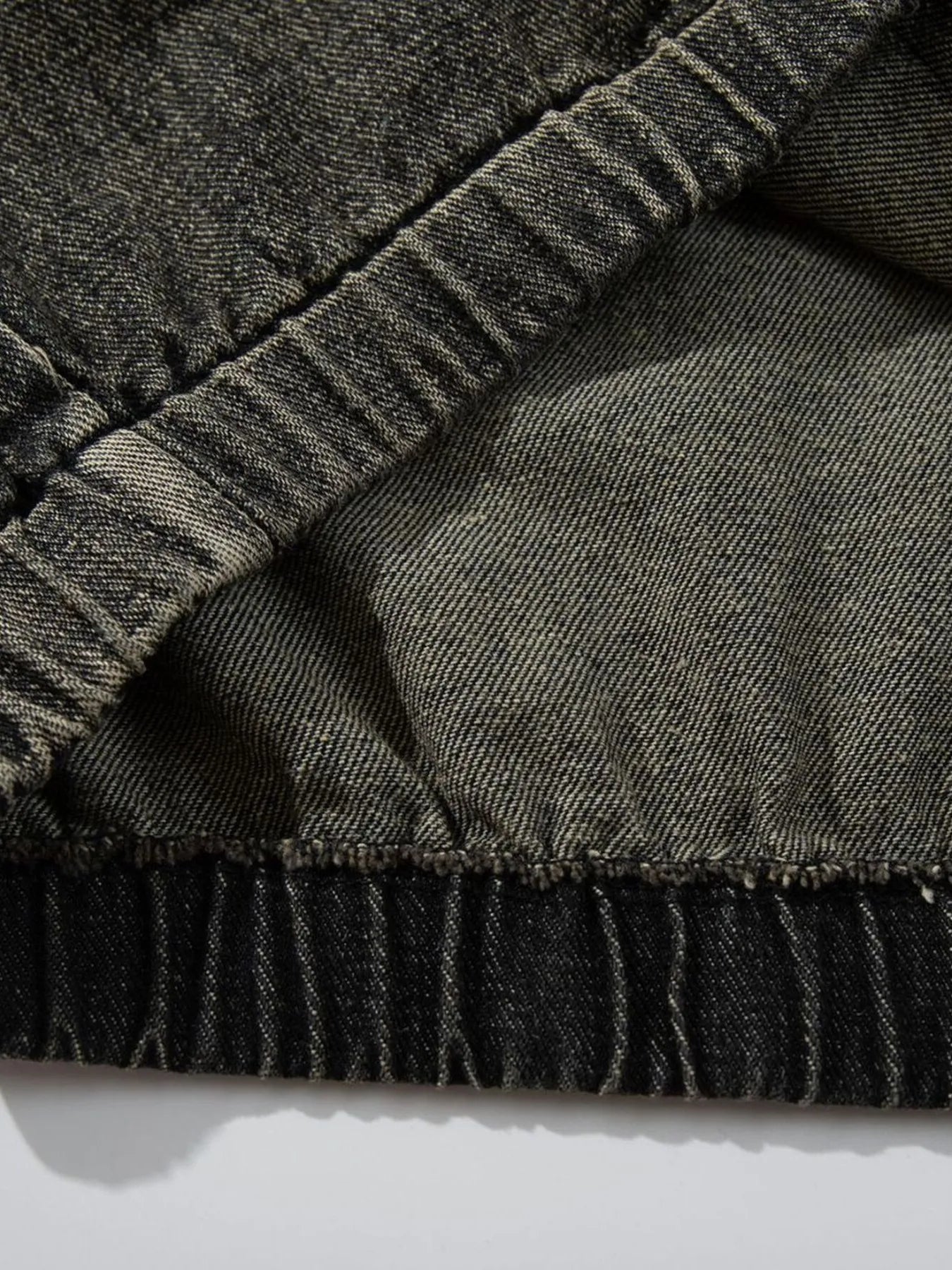 Men's Distressed Denim Patchwork Oversized Hoodie with Frayed Details