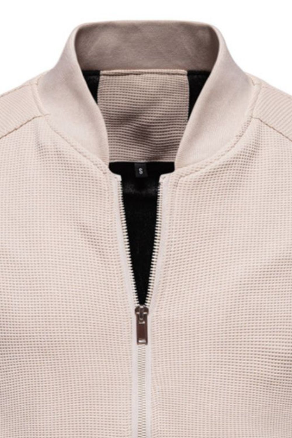 Men's Waffle Knit Baseball Collar Zip Up Jacket for Style