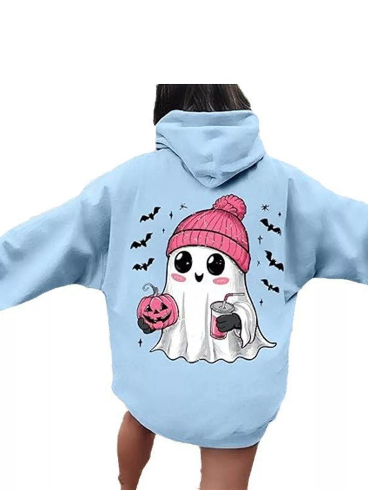 Full Size Halloween Graphic Long Sleeve Hoodie Plus Size