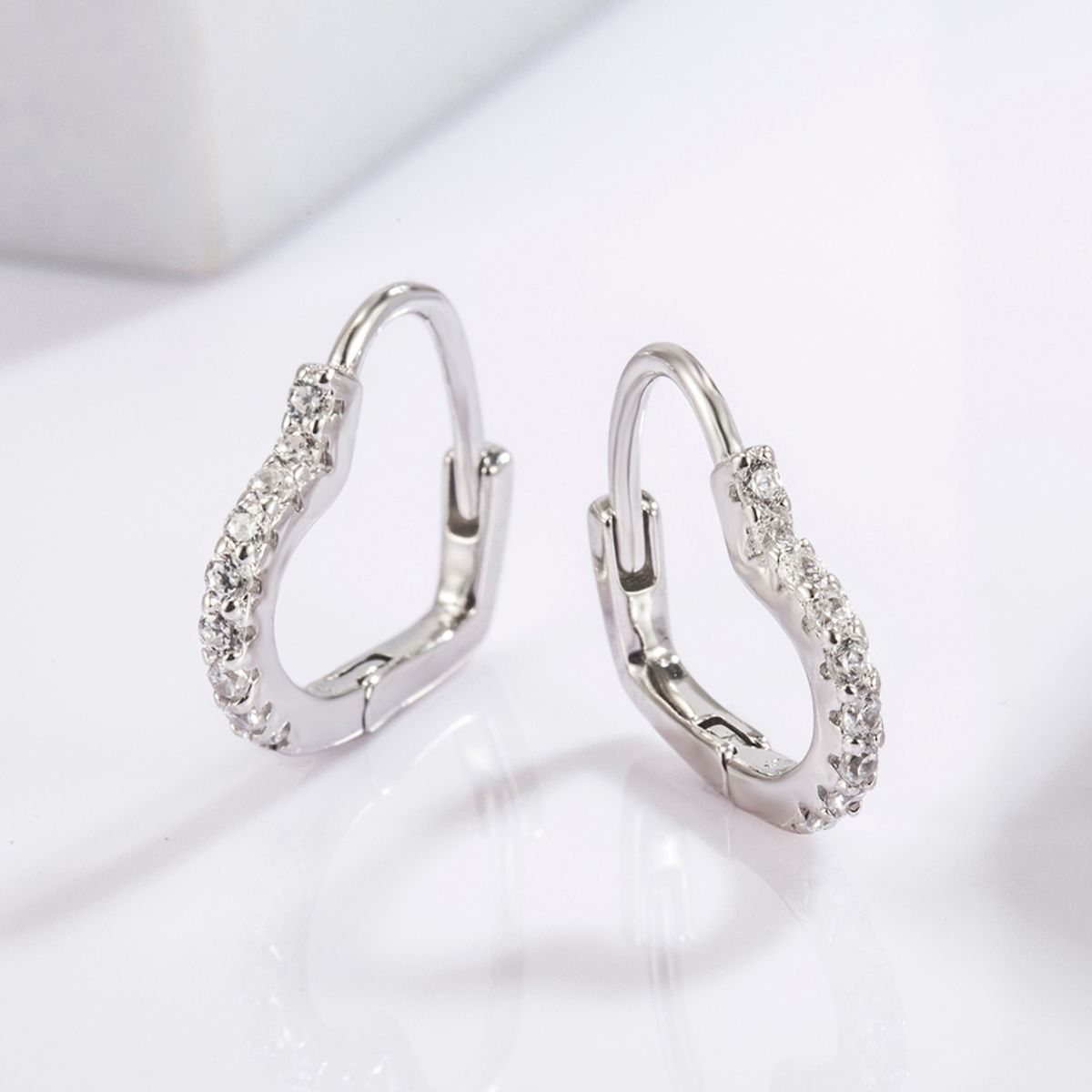 Timeless Heart-Shaped Zircon Earrings in Sterling Silver