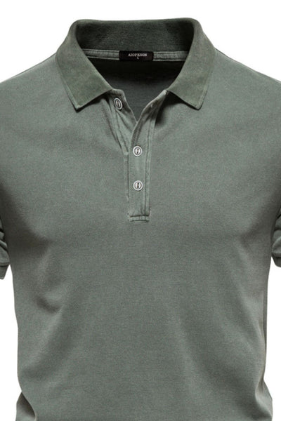 Men's Collared Neck Button Detail Short Sleeve Polo Shirt