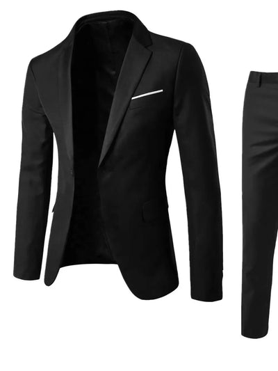 Men's Full Size Slim Fit One Button Top and Pants Two-Piece Blazer Set Plus Size