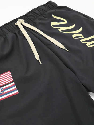 Men's Plus Size Drawstring US Flag Active Shorts