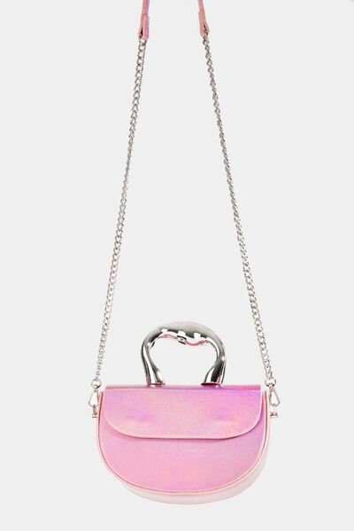Fame Glossy Semi Circle Top Handle Bag for Chic Style