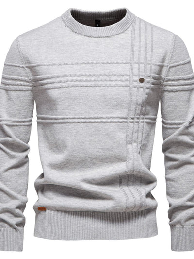 Men's Round Neck Striped Sweater for Stylish Comfort