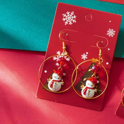 18K Gold-Plated Christmas Snowman Earrings