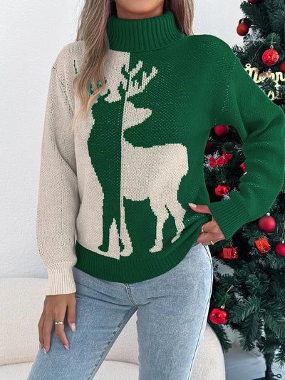 Christmas Reindeer Turtleneck Sweater