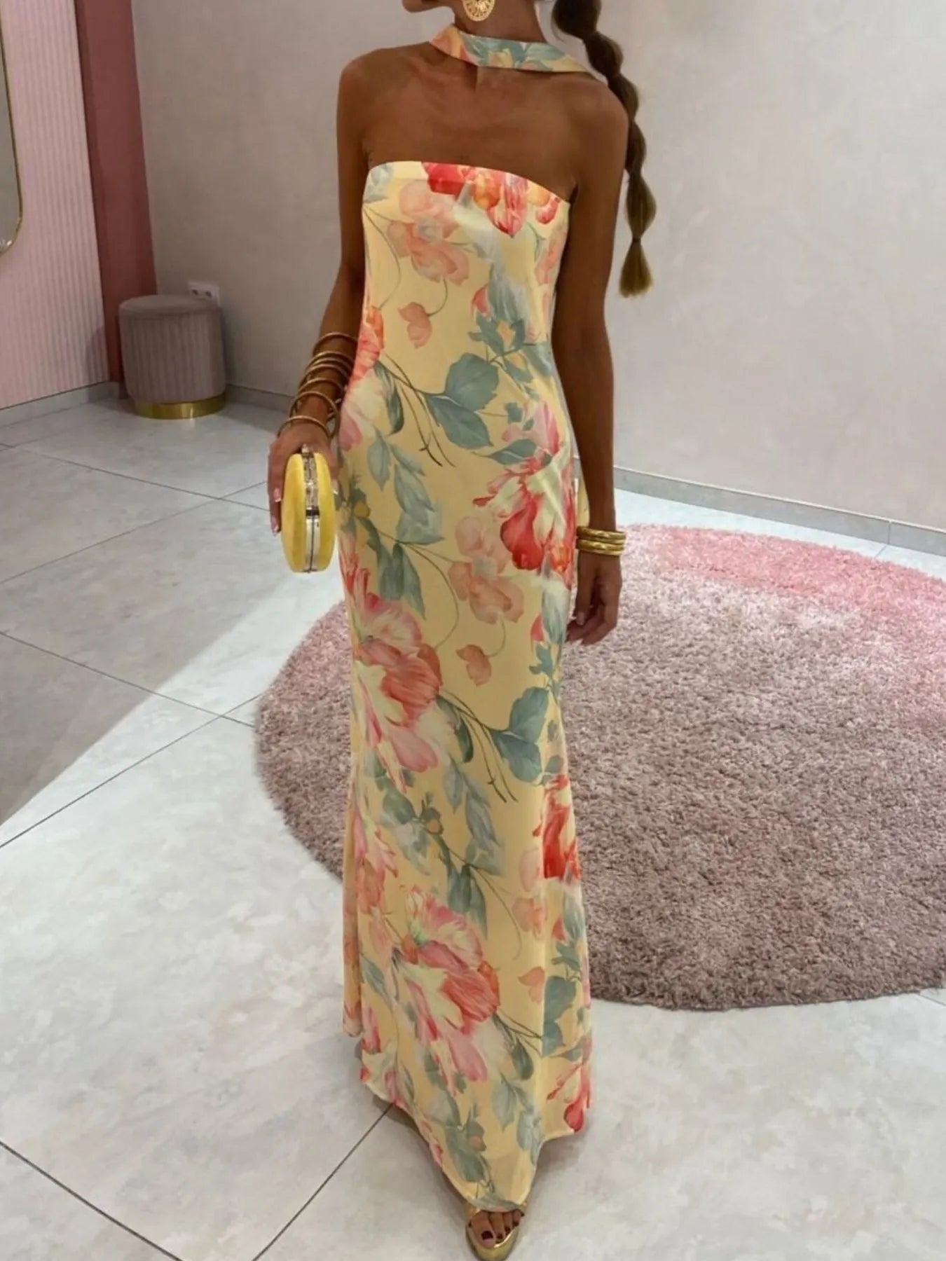 Printed Tube Maxi Dress