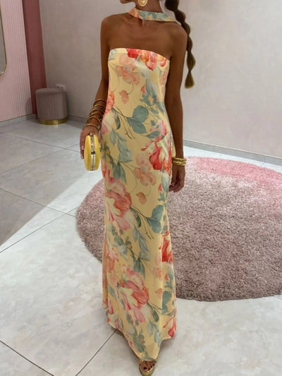 Printed Tube Maxi Dress