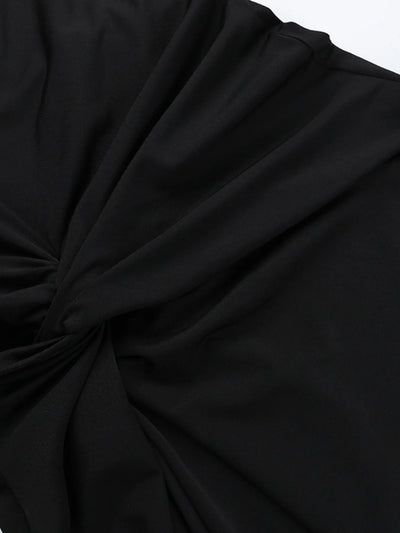 Ruched Slit Cap Sleeve Maxi Dress