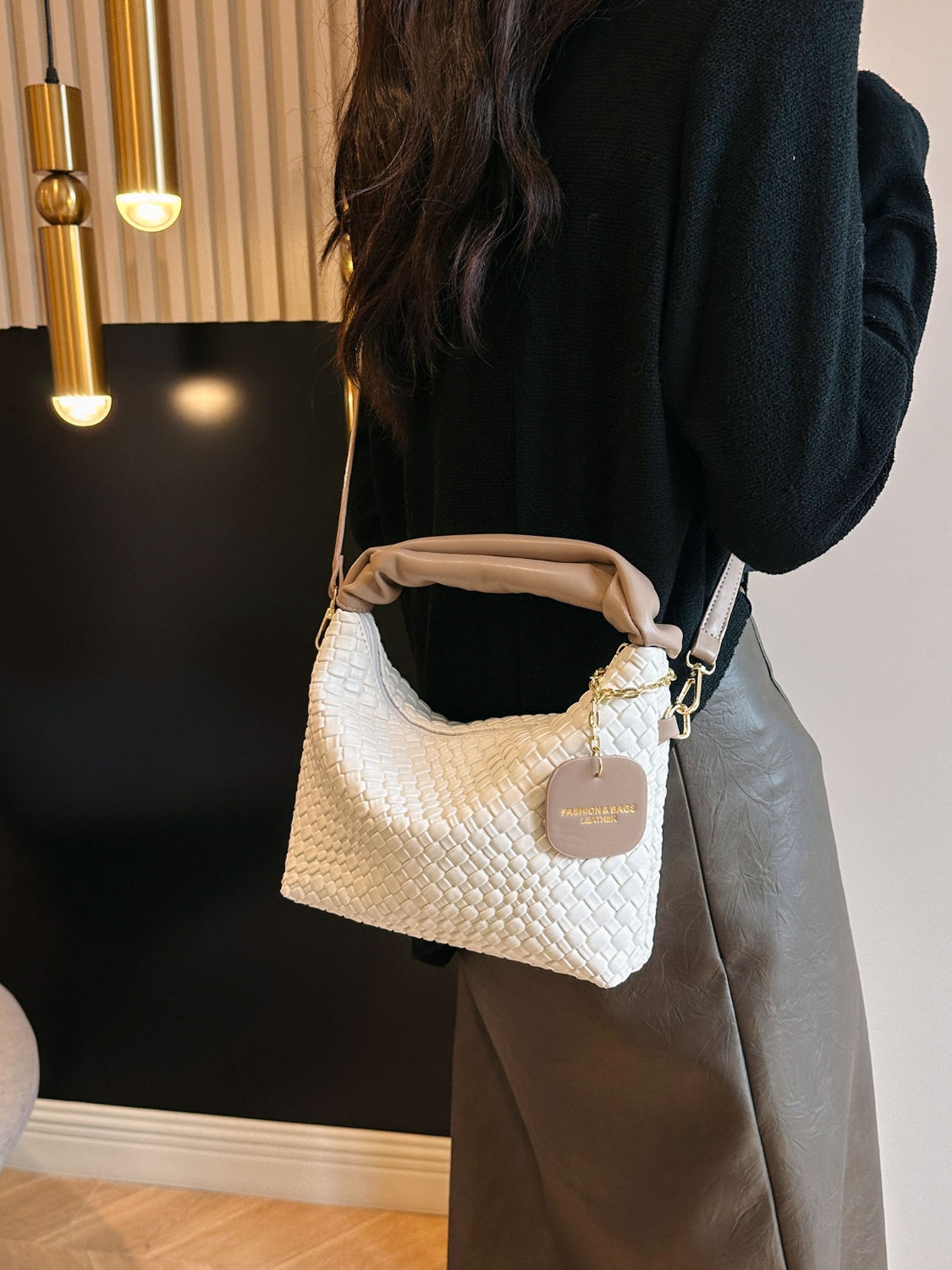 Stylish PU Leather Woven Crossbody Bag for Every Occasion
