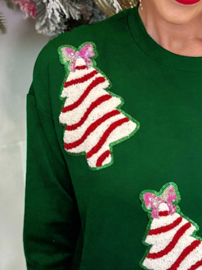 Christmas Tree Sequin Long Sleeve Sweatshirt