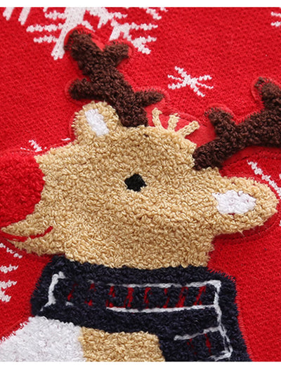 Children's Christmas Reindeer Snowflake Knitted Sweater