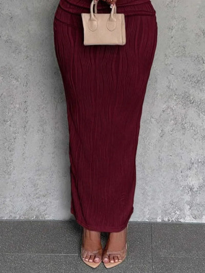 Textured Single Shoulder Bodycon Maxi Dress