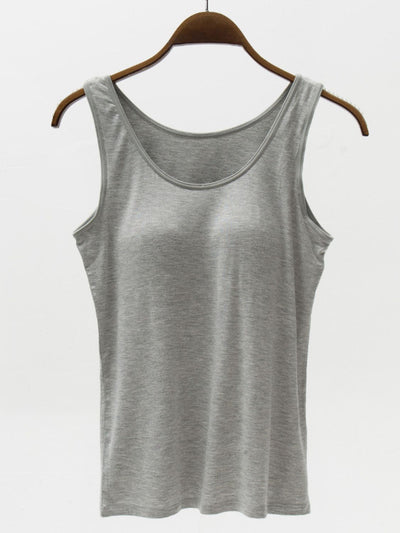 Full Size Wide Strap Model Tank with Bra