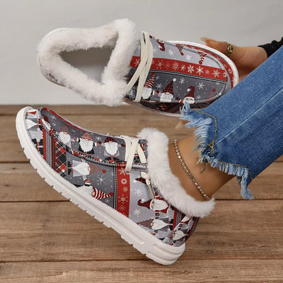 Christmas Print Round Toe Sneakers