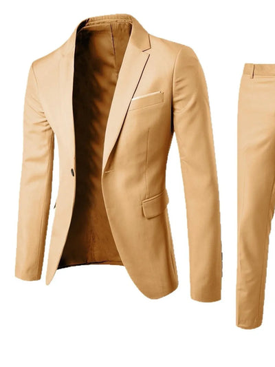 Men's Full Size Slim Fit One Button Top and Pants Two-Piece Blazer Set Plus Size