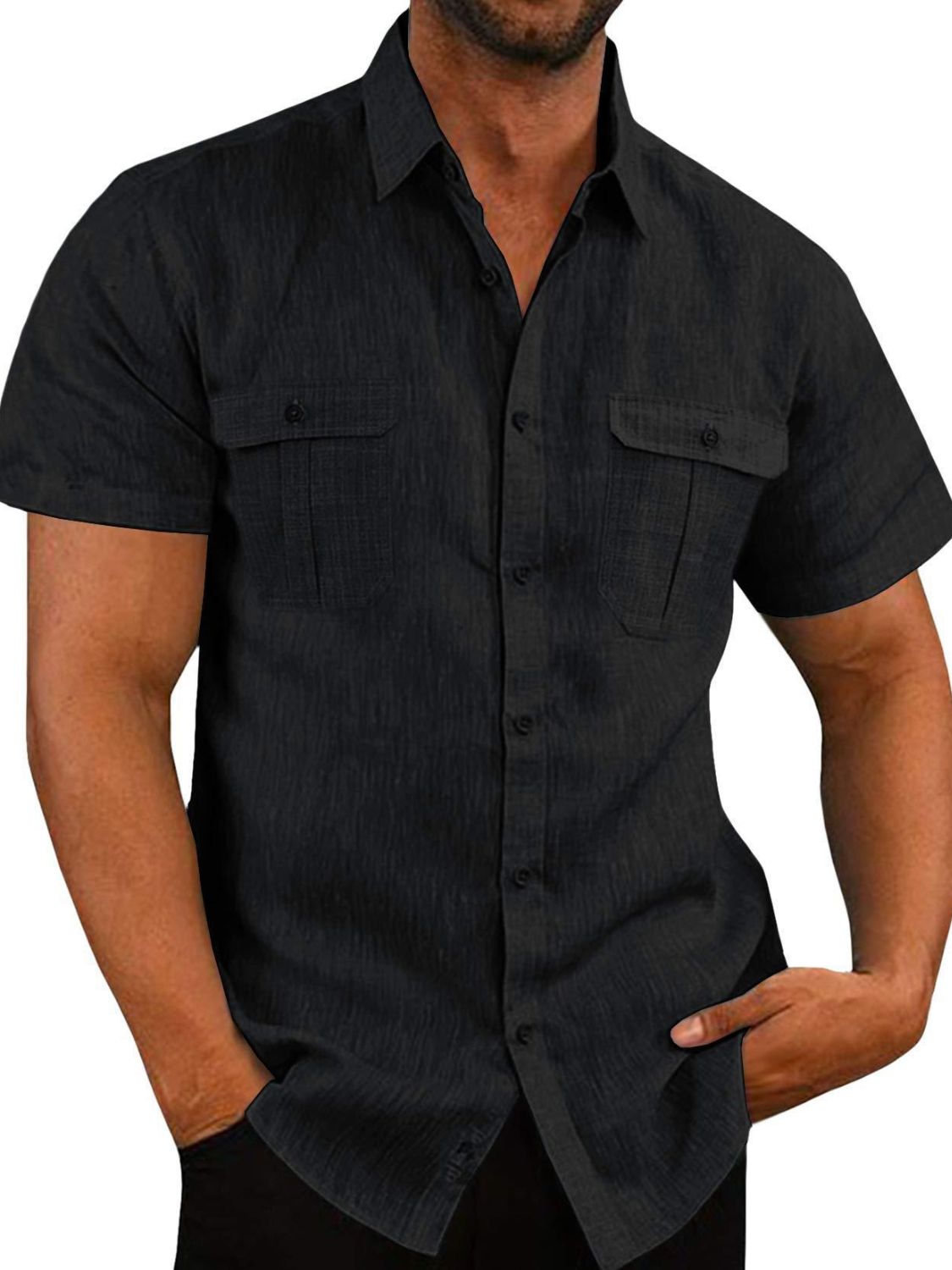 Men's Plus Size Collared Neck Short Sleeve Shirt for Comfort