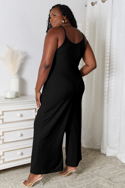 Versatile Spaghetti Strap V-Neck Jumpsuit – Trendy & Comfortable