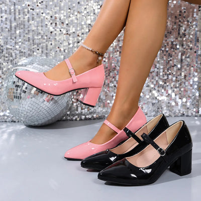 Point Toe Block Heels Pumps