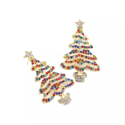 Christmas Tree Rhinestone Earrings
