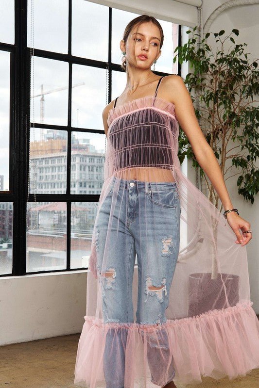 Adora Ruffled Mesh Cover-Up Dress for Trendy Summer Beachwear