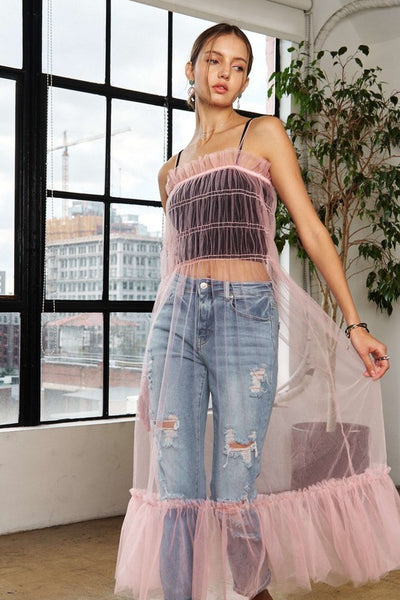 Adora Ruffled Mesh Cover-Up Dress for Trendy Summer Beachwear