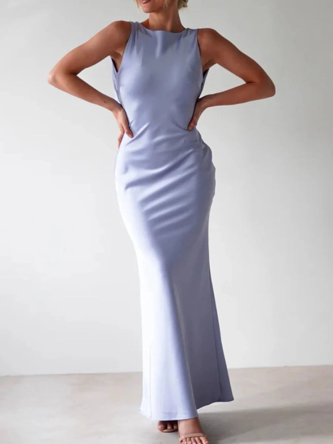 Satin Sleeveless Maxi Dress
