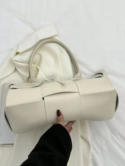PU Leather Woven Handbag and Clutch Set