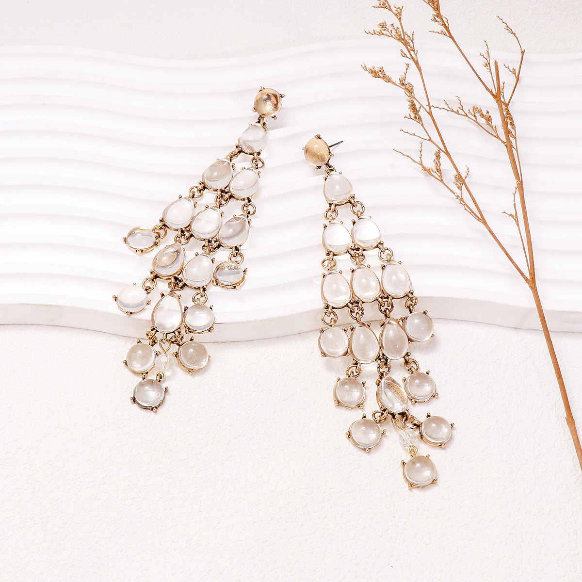 Elegant Alloy & Rhinestone Teardrop Earrings for Evening Glam