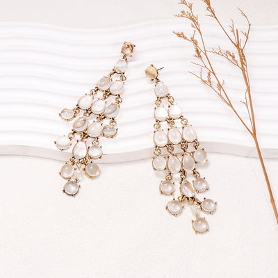 Elegant Alloy & Rhinestone Teardrop Earrings for Evening Glam