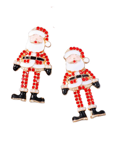 Alloy Rhinestone Santa Earrings