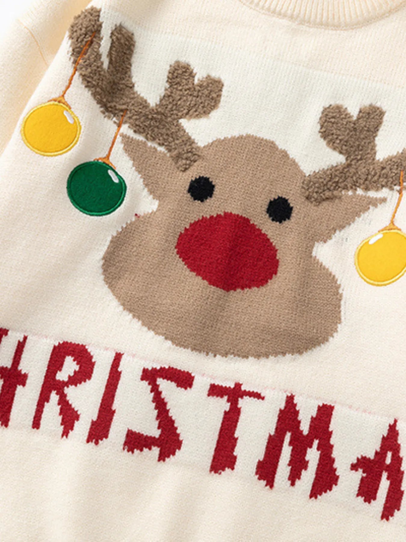 Plus Size Christmas Reindeer Long Sleeve Sweater