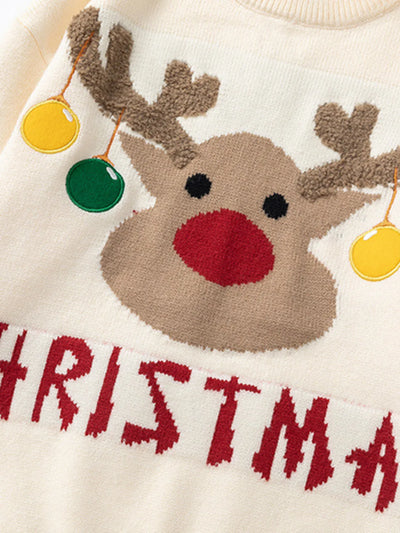 Plus Size Christmas Reindeer Long Sleeve Sweater