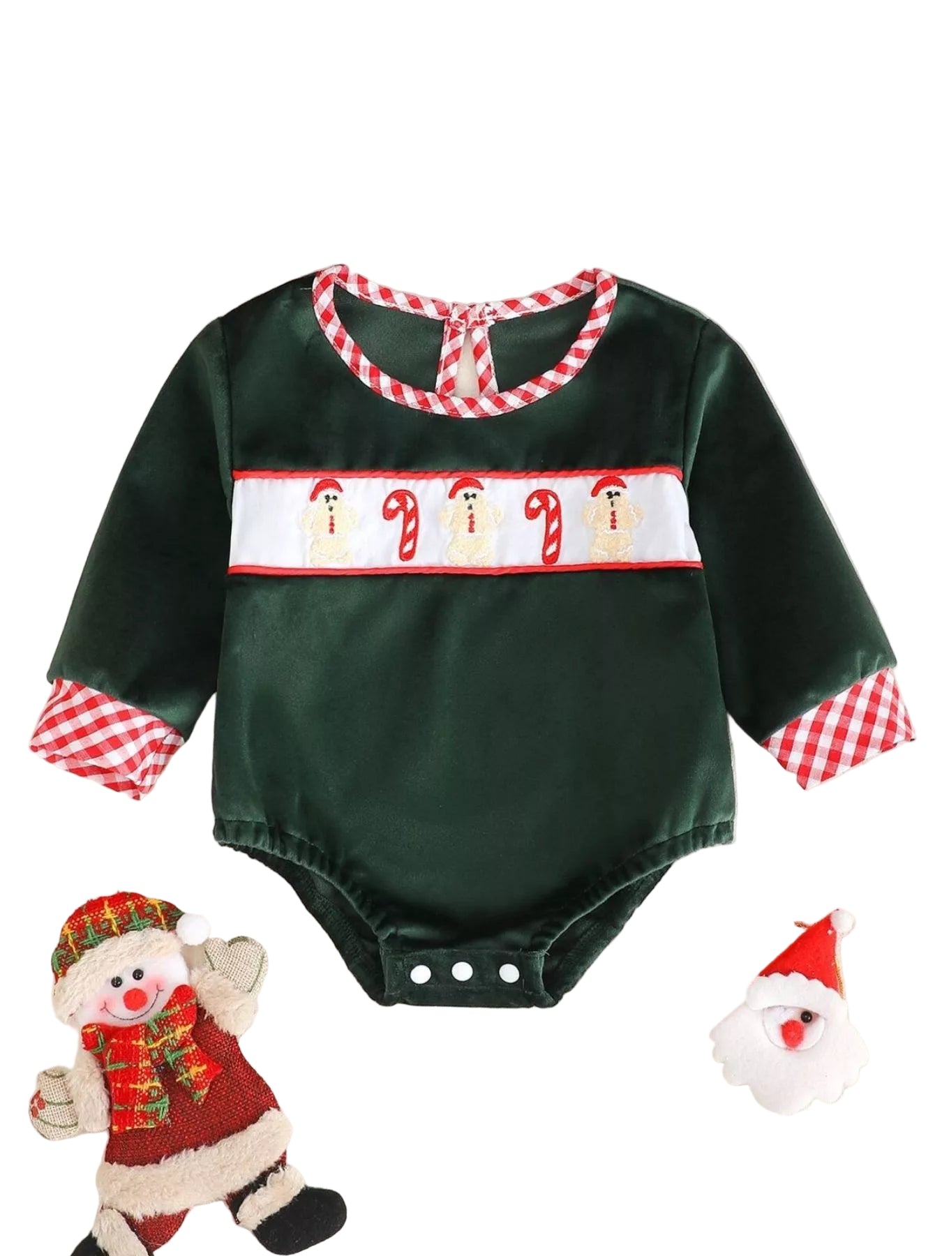 Children's Christmas Gingerbread Embroidered One-Piece Bodysuit