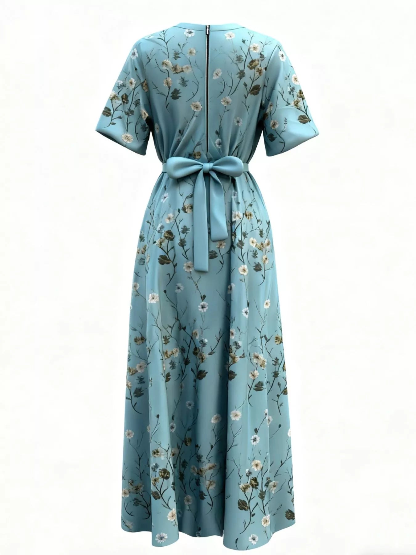 Floral Surplice Short Sleeve Dress