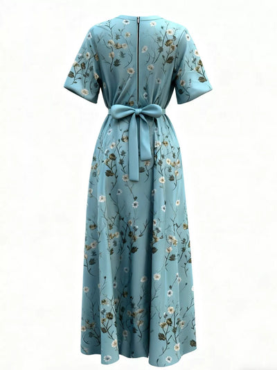 Floral Surplice Short Sleeve Dress