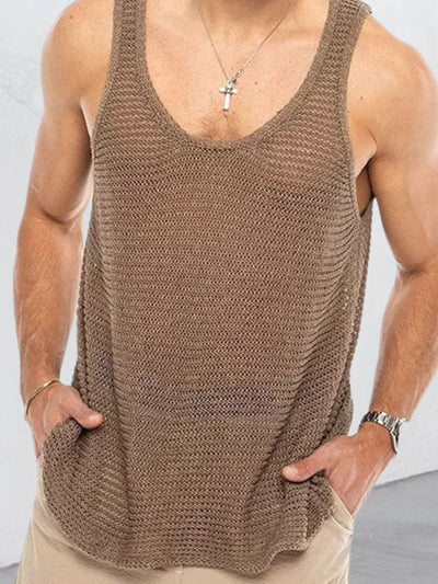 Men's Plus Size Round Neck Wide Strap Tank for Comfort
